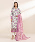 Unstitched Women's Embroidered Lawn Off White Shirt Dupatta